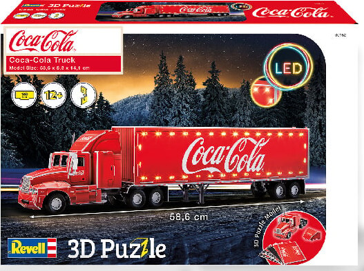 Revell 3D Puzzle - Coca Cola Lastbil Med Led - 128 Brikker - 58 CM