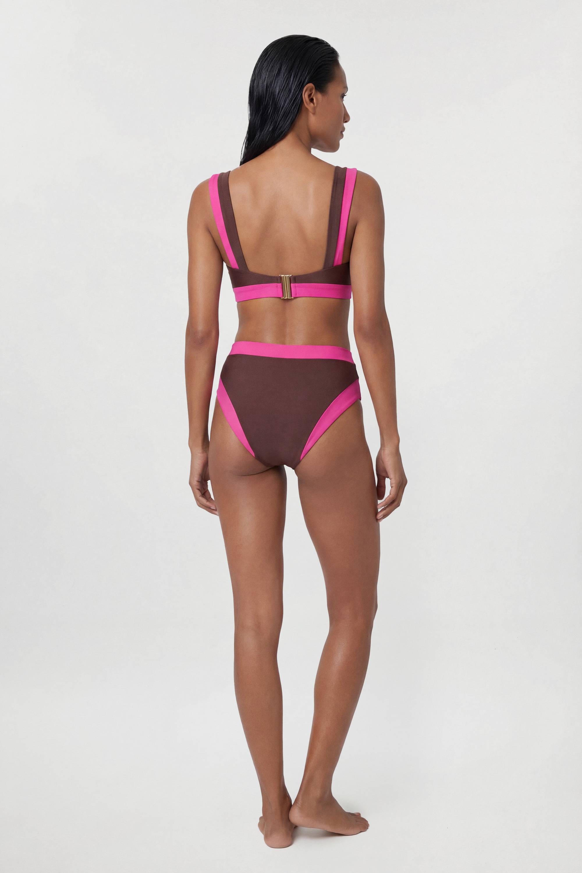 KarenMillen Bas De Bikini Taille Haute À Finitions Contrastées