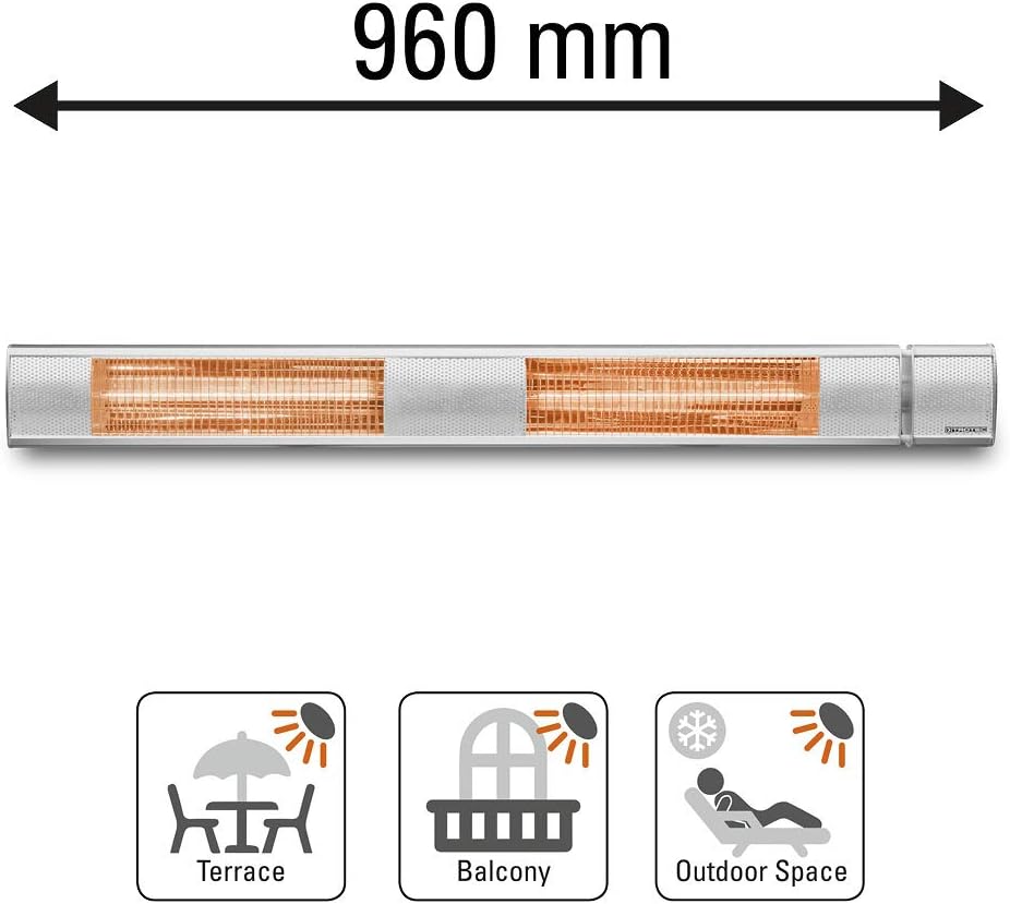 TROTEC Infrarot-Heizstrahler IR 3050 – 3.000 W, 3 Heizstufen mit Fernbedienung, Low Glare Technologie, IP65 wetterfest, geräuschlos, ideal für Terrasse & Gastronomie