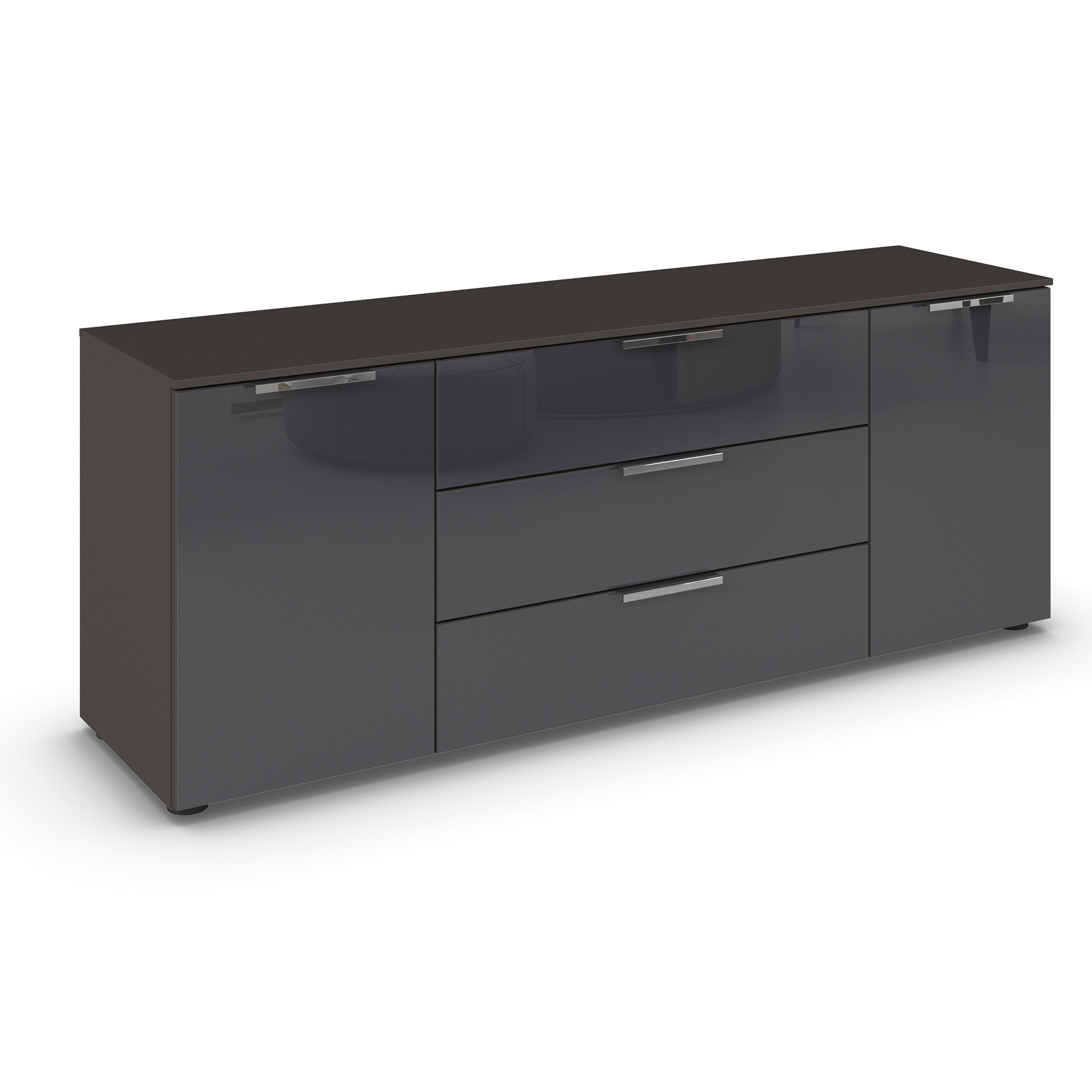 Lowboard - graphit-Basalt - Glasfront - 160 cm