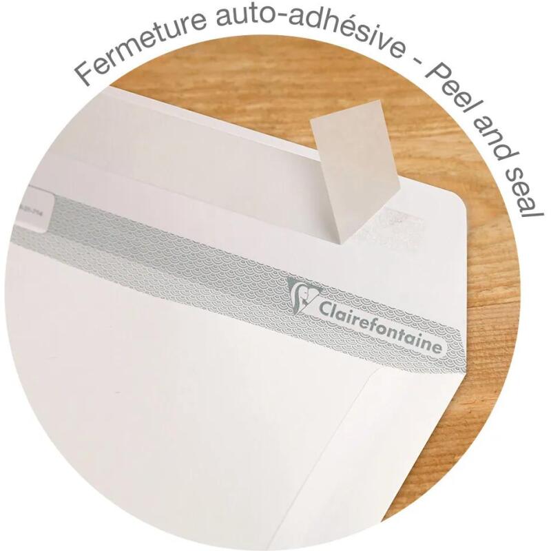 Boite de 500 Pochettes Blanches C5-162x229mm - Auto-Adhésives - 90g/m2 - Blanc