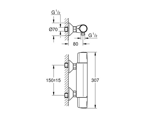 Grohe Quickfix douchemengkraan met thermostaat PRECISION TREND chroom 34229002
