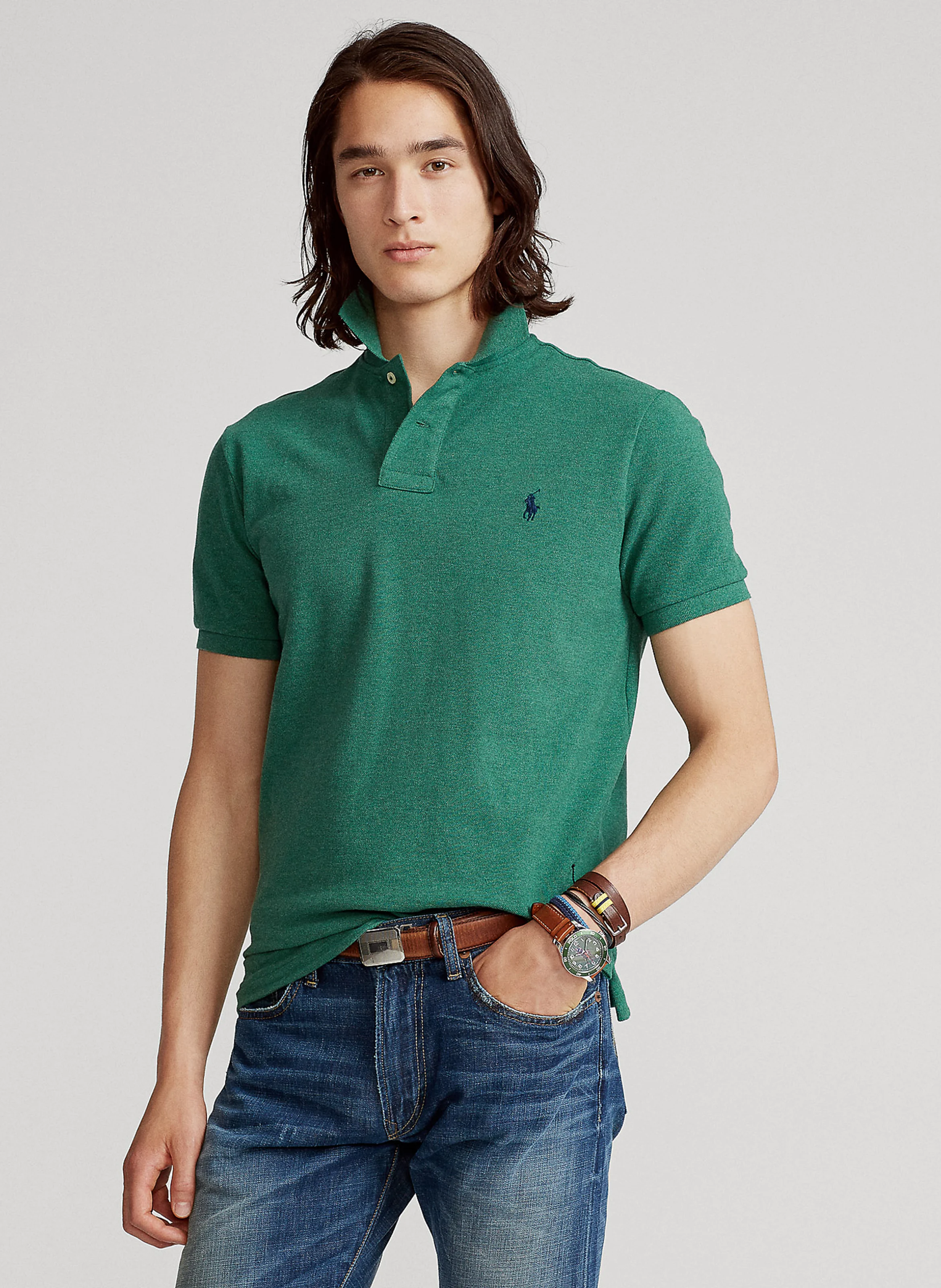 Polo slim-fit en coton | Vert