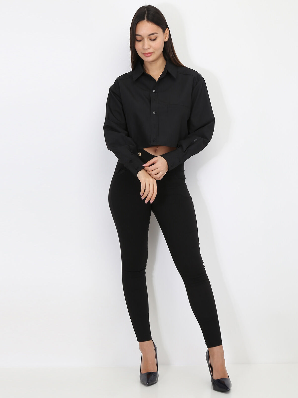 Chemise cropped et ample- Noir