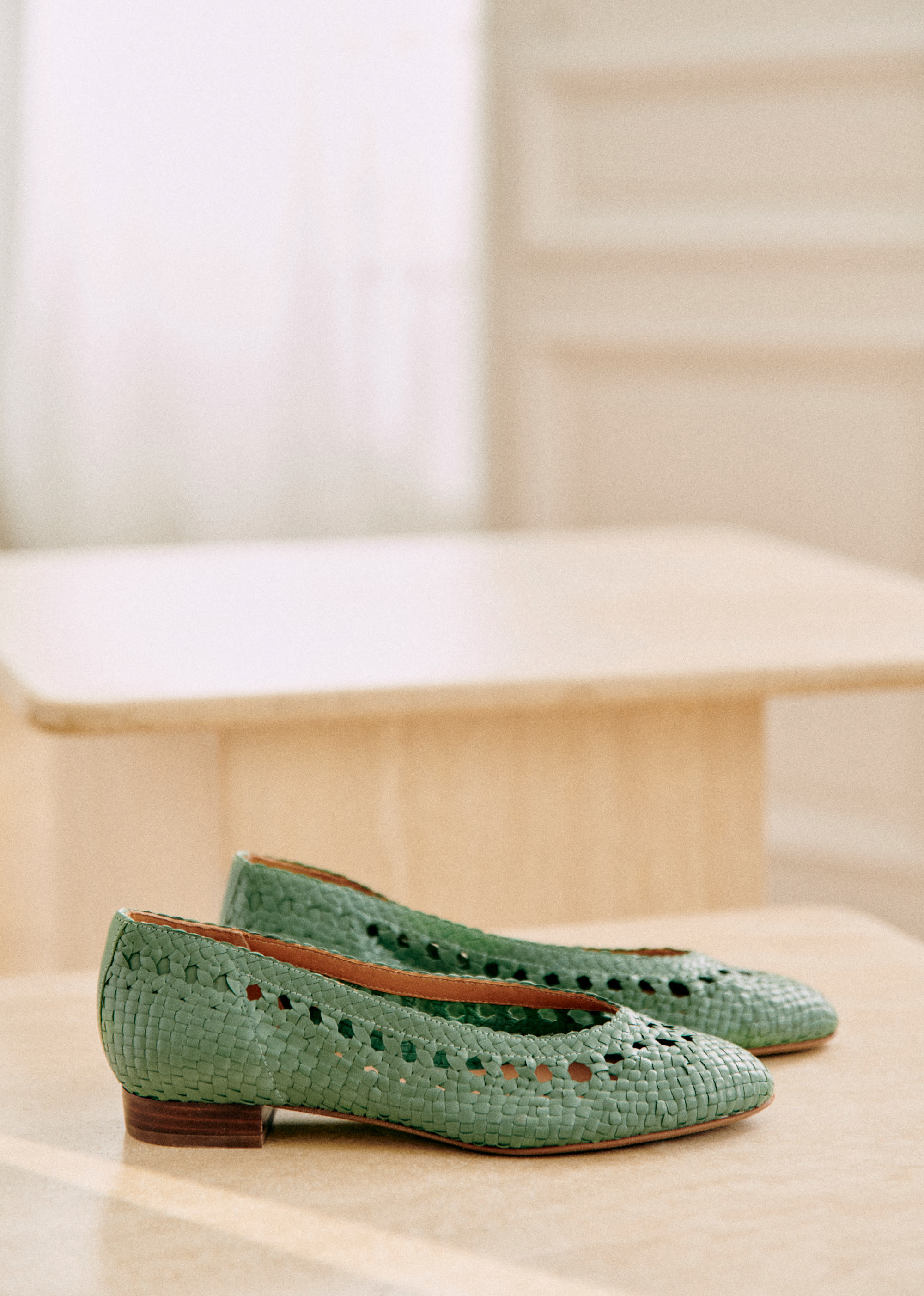 Ballerines Low Anya - Vert d'eau lisse tressé - SOULIERS/SOULIERS Babies 5906246