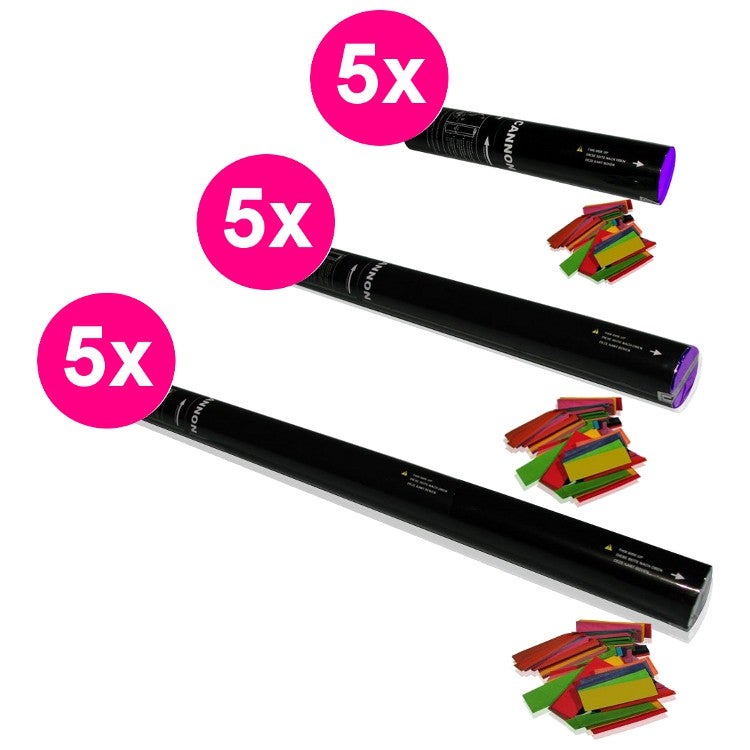 Magic FX Confetti Cannon bundel 28 cm 50 cm en 80 cm multicolour