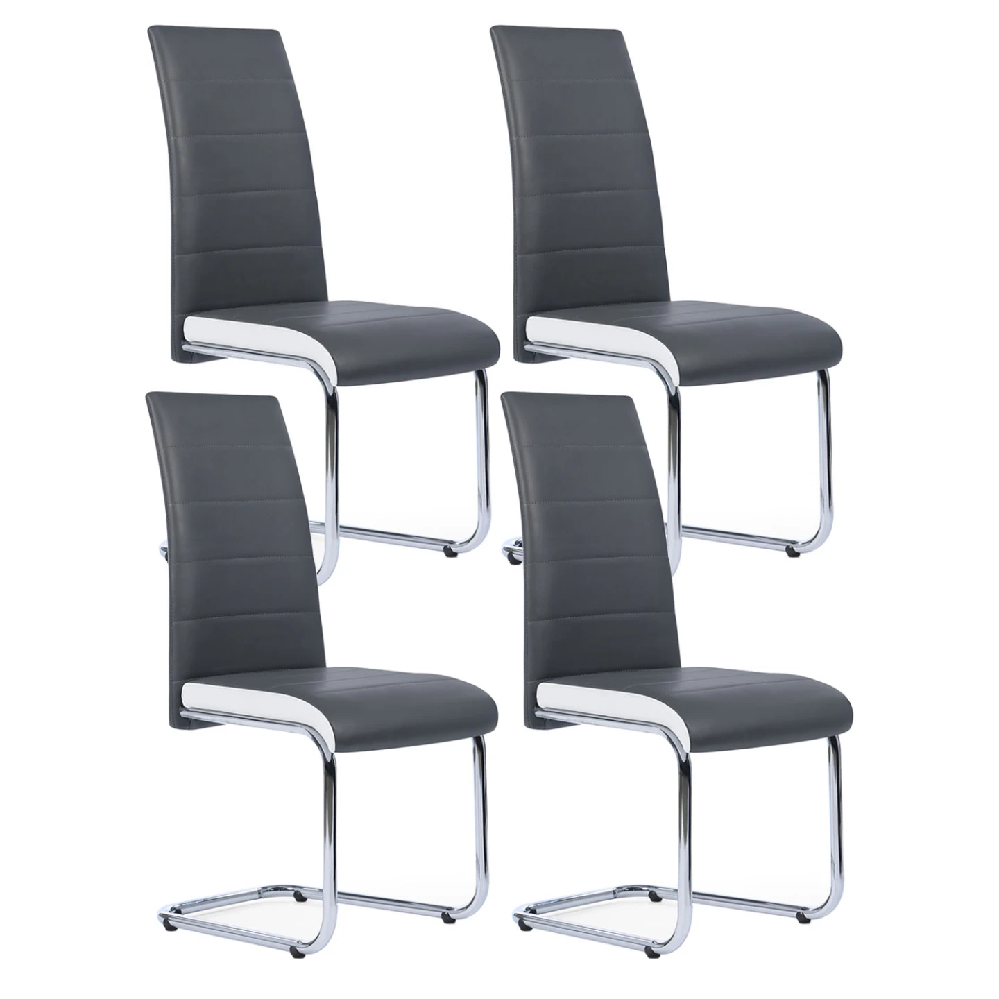 Lot de 4 chaises MIA grises liseré blanc pour salle à manger