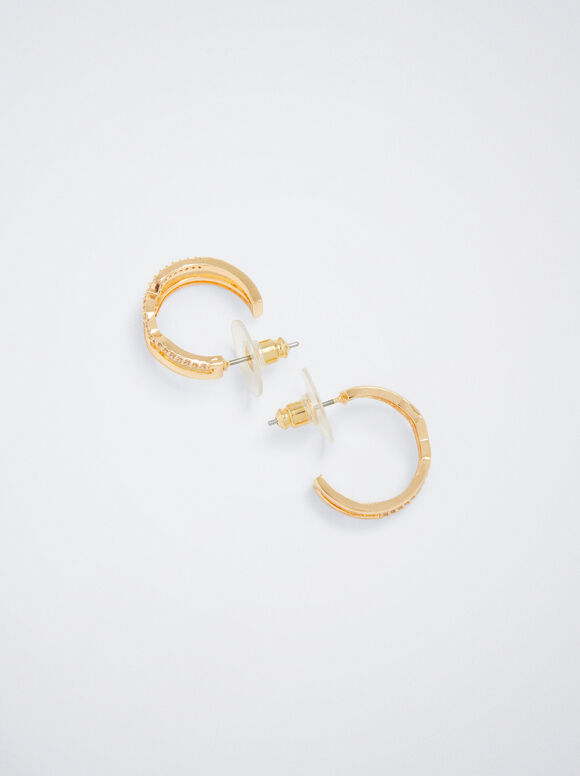 Brincos de argola com zircônia cúbica - Dourado