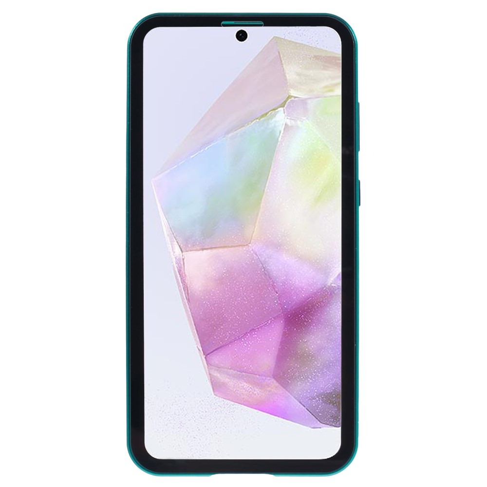 Samsung Galaxy A55 Magnetische Alu Schutzhülle mit Panzer Glas Backcover   Displayschutz (Magnet-Technologie) - Grün