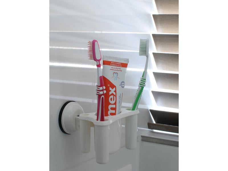 Eurotrail Zahnbürsten-Halter mit Saugnapf Weiss Saugnapfhalterung für Zahnbürsten
