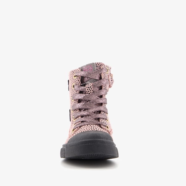 TwoDay leren meisjes veterboots met stippen