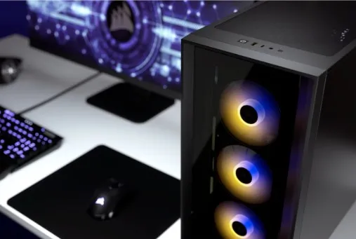 CORSAIR | iCUE 4000X RGB – Miditower - ATX - ingen strømforsyning - Sort - USB/Lyd