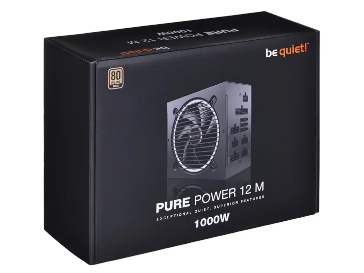 be quiet! Pure Power 12 M 1000W - Strømforsyning (intern) - ATX12V 3.0/ EPS12V 2.92 - 80 PLUS Gold - AC 100-240 V - 1000 Watt - aktiv PFC - Europa - sort