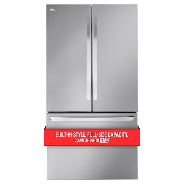Refrigerador LG Counter-Depth MAX de 26,5 pés cúbicos com portas francesas e máquina de gelo (aço inoxidável) ENERGY STAR