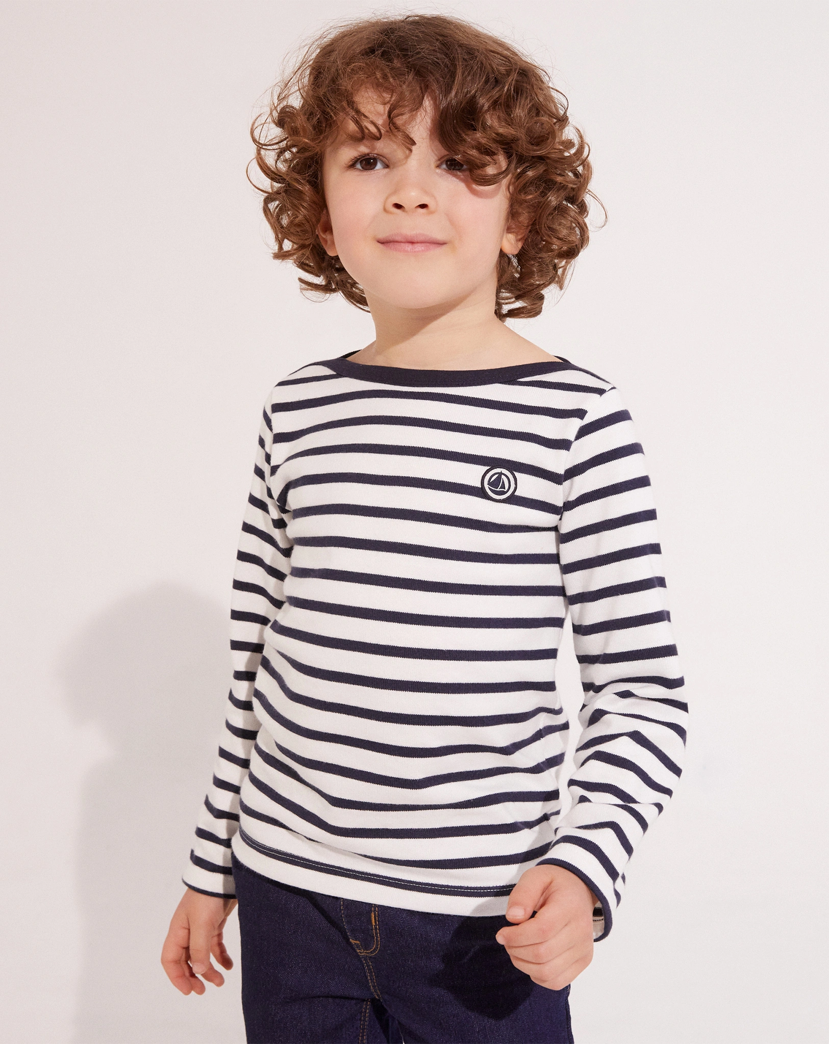 Langarmshirt MARINIERE in marshmallow/smoking