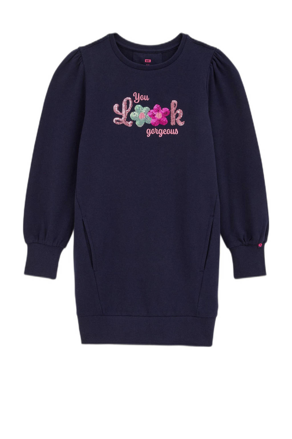 WE Fashion jurk met printopdruk donkerblauw