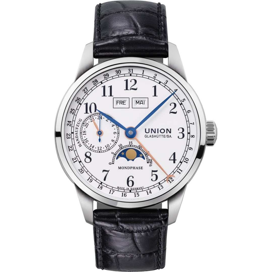 Union Glashütte 1893 Johannes Dürrstein Edition Mondphase Handaufzug Leder