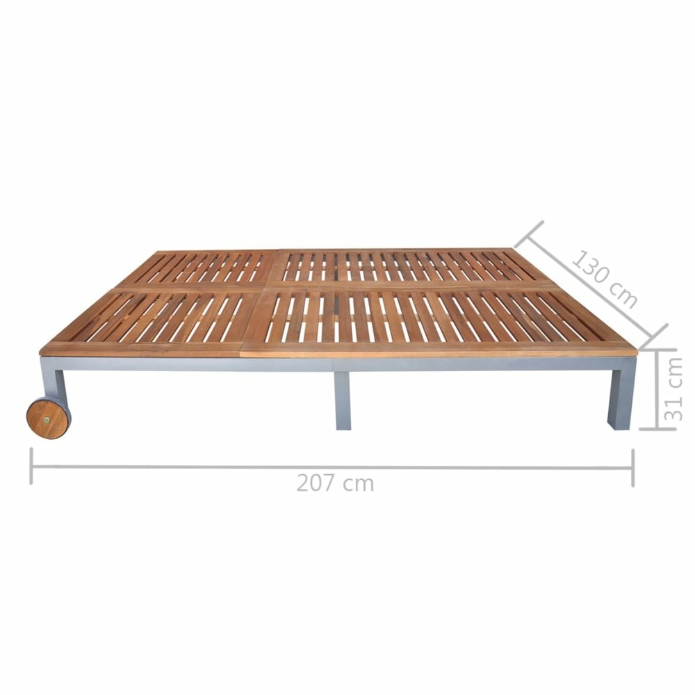 Transat chaise longue bain de soleil lit de jardin terrasse meuble d'extérieur double bois d'acacia solide