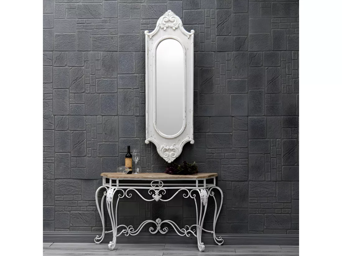 Grand miroir Bois-MDF Blanc - Décoration d'Autrefois