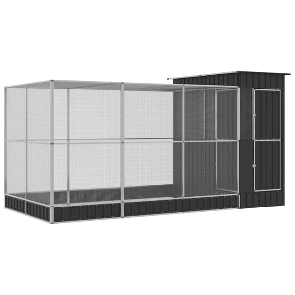 vidaXL Voliere med forlengelse sølv 416x203x216 cm stål