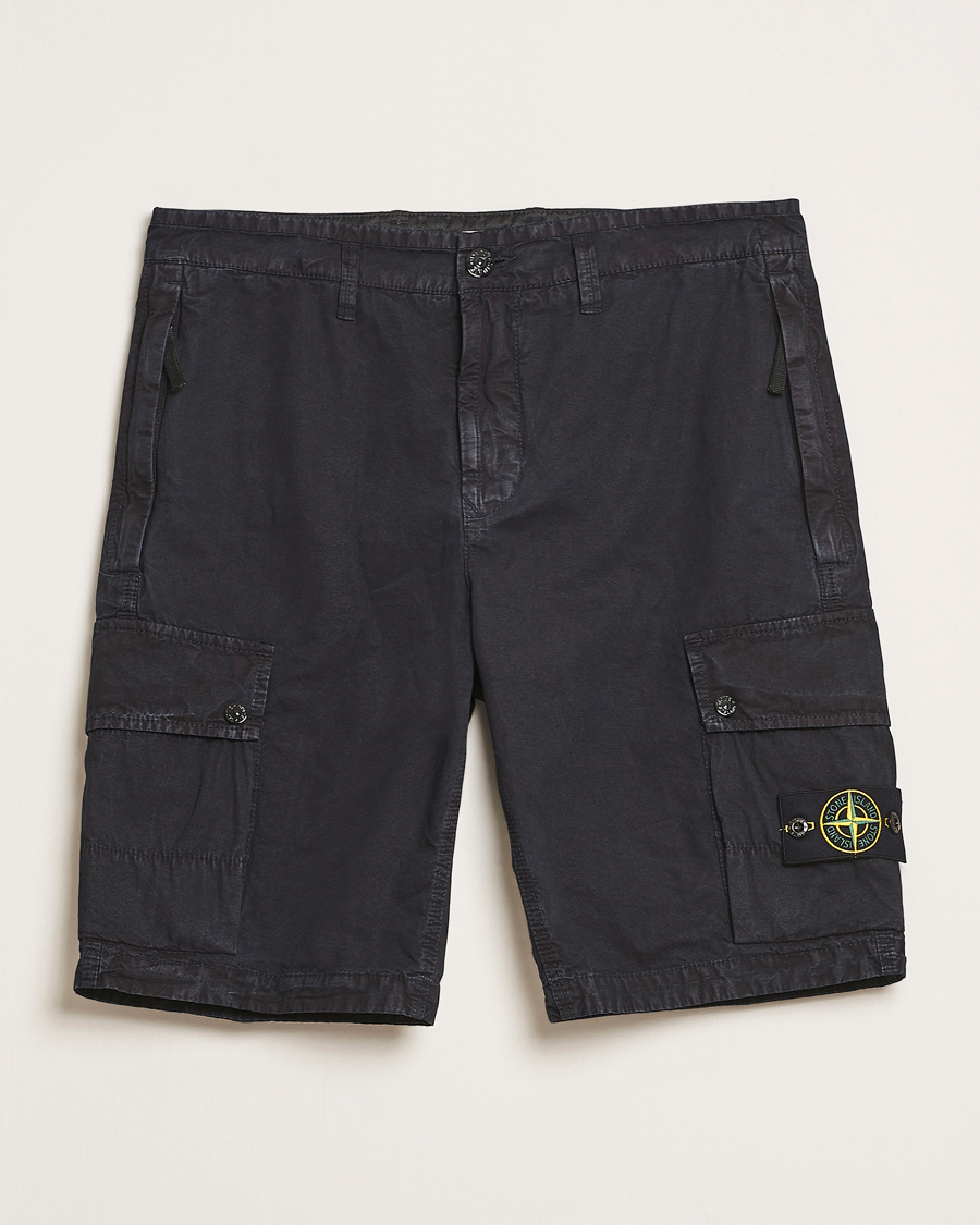 Stone Island Brushed Cotton Canvas Cargo Shorts Navy Blue