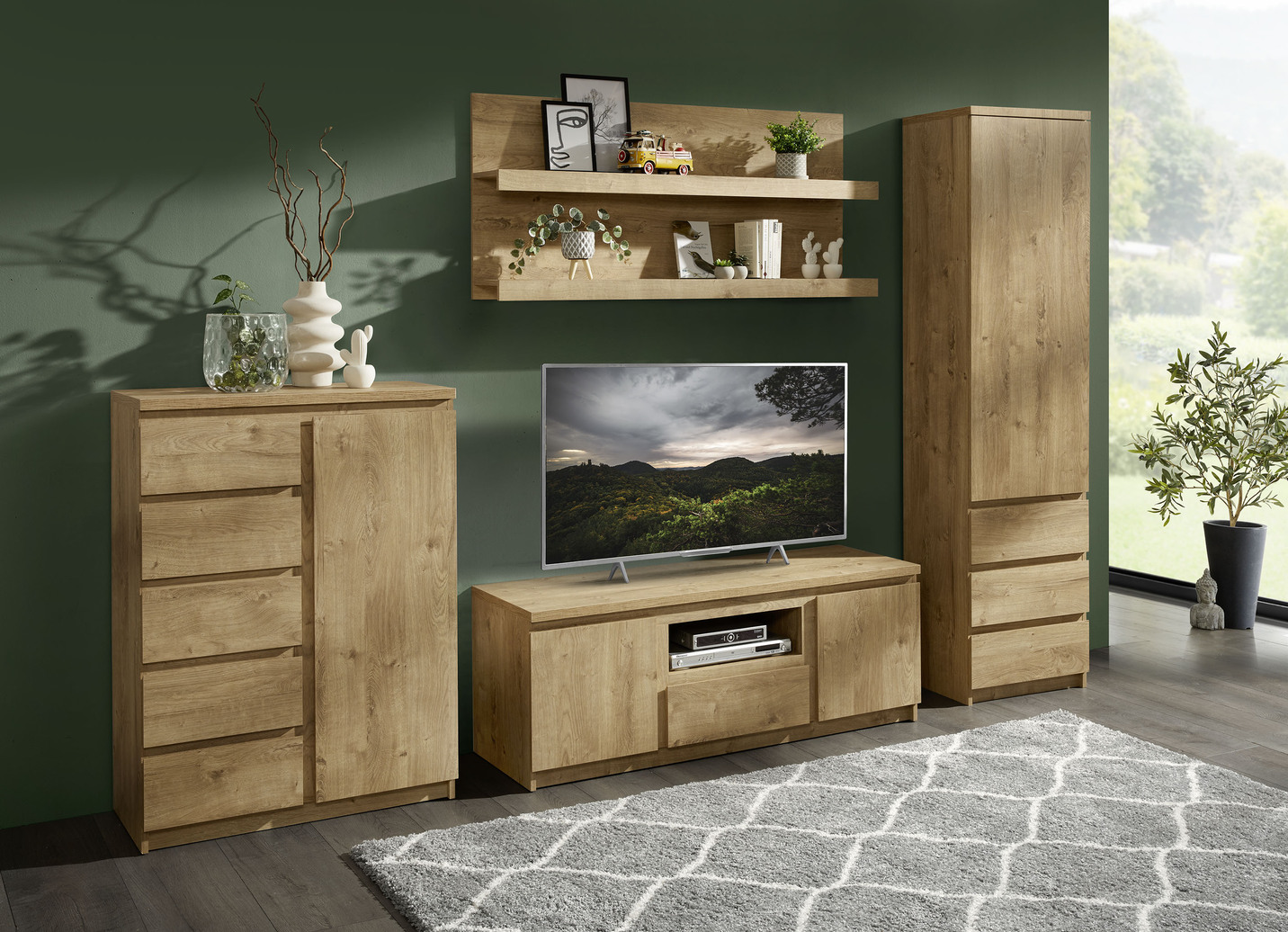 Wohnwand, 4-teilig in modernem Design