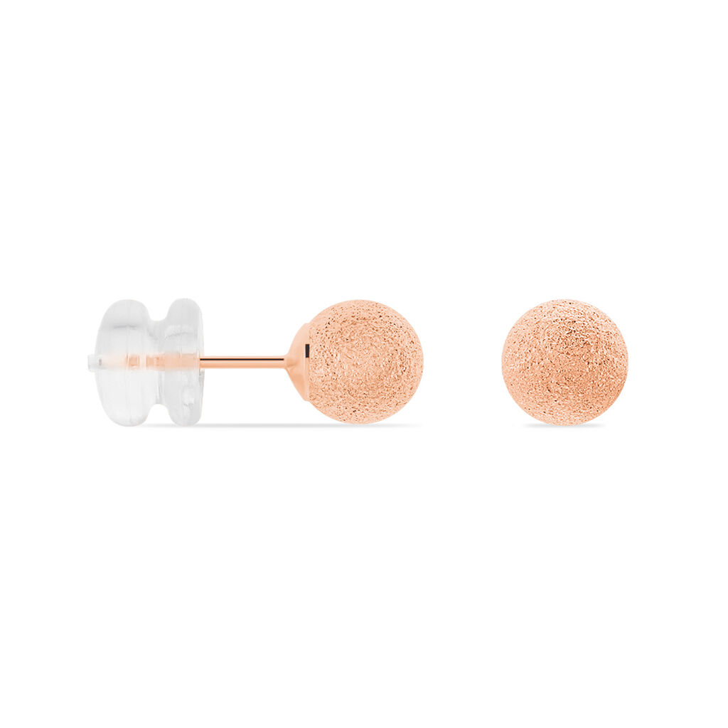 Boucles D'oreilles Puces Fidelia Boule Sablee Or Rose