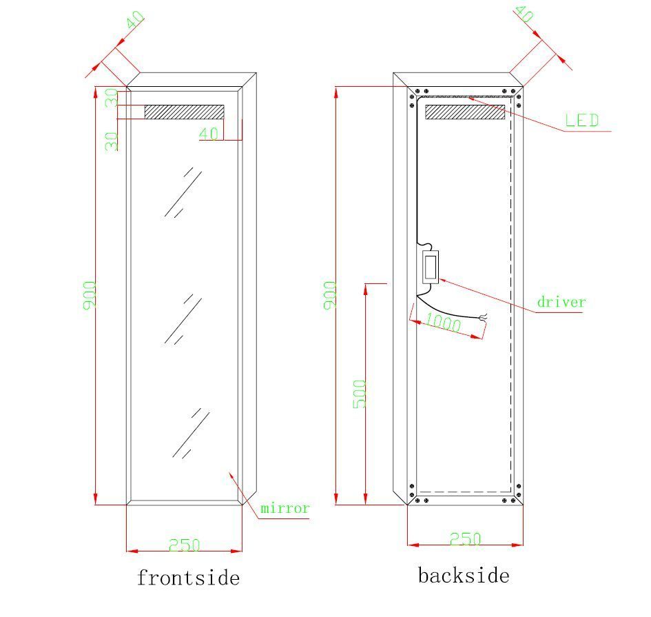 Best Design Miracle LED spiegel 25x90cm tbv. Toiletfontein