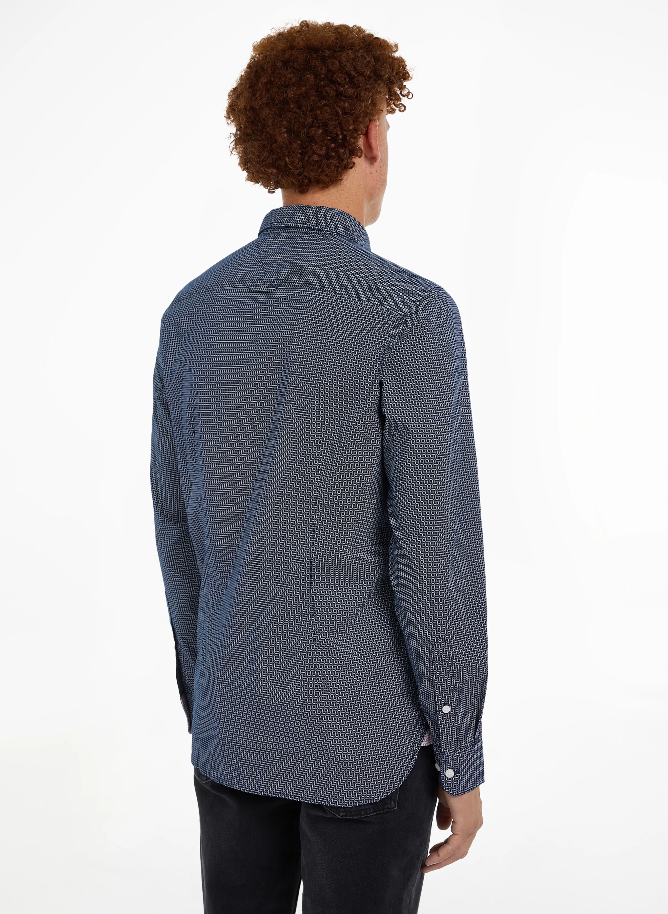 Chemise col classique en coton bio mélangé | Bleu