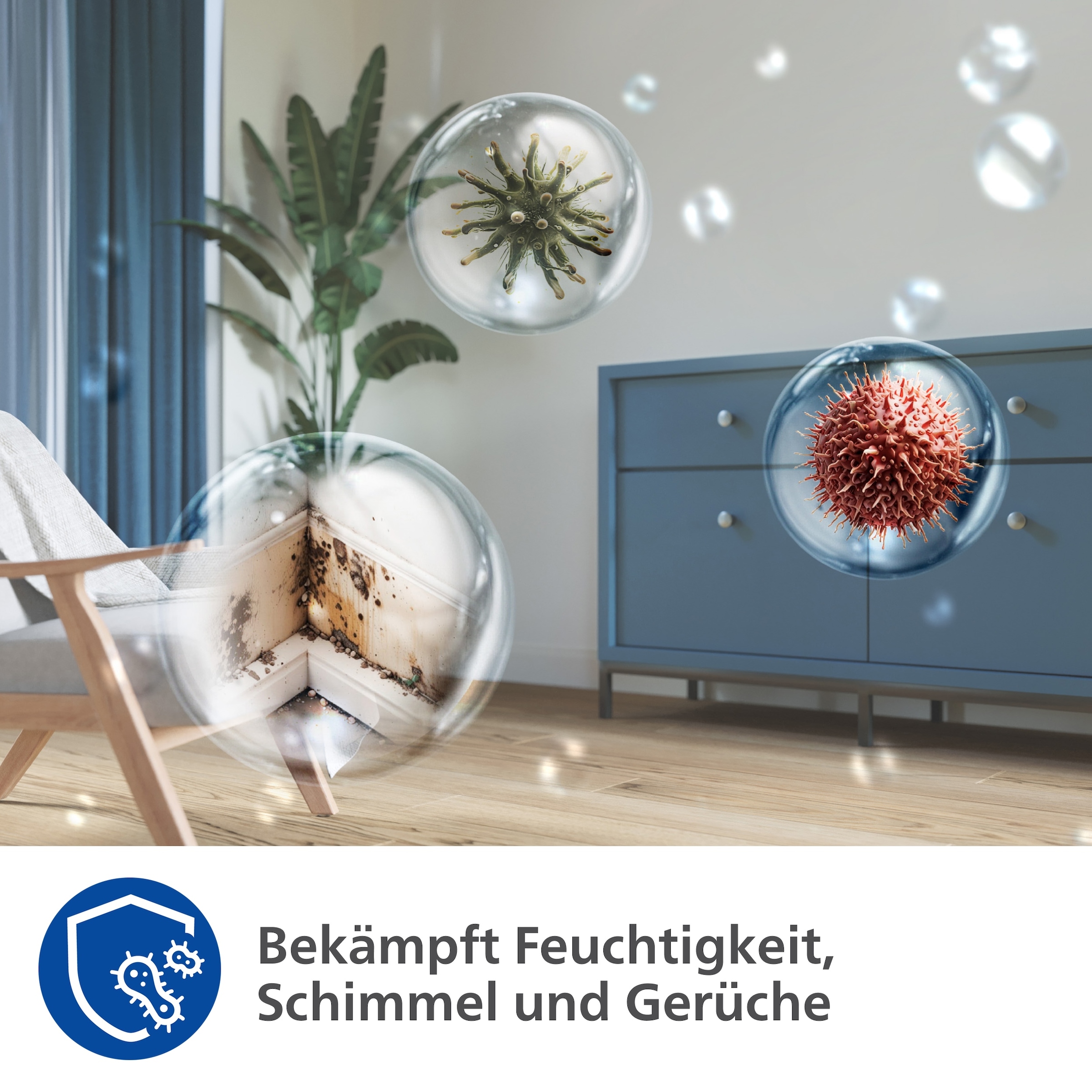 Philips Luftentfeuchter »DE3306/11 3000 Series, mit Wäschetrockner-Modus« für 150 m³ Räume Entfeuchtung 34,3 l/Tag Tank 4 l 360-Grad-Mobilität u. Aromatherapie-Zusatzoption