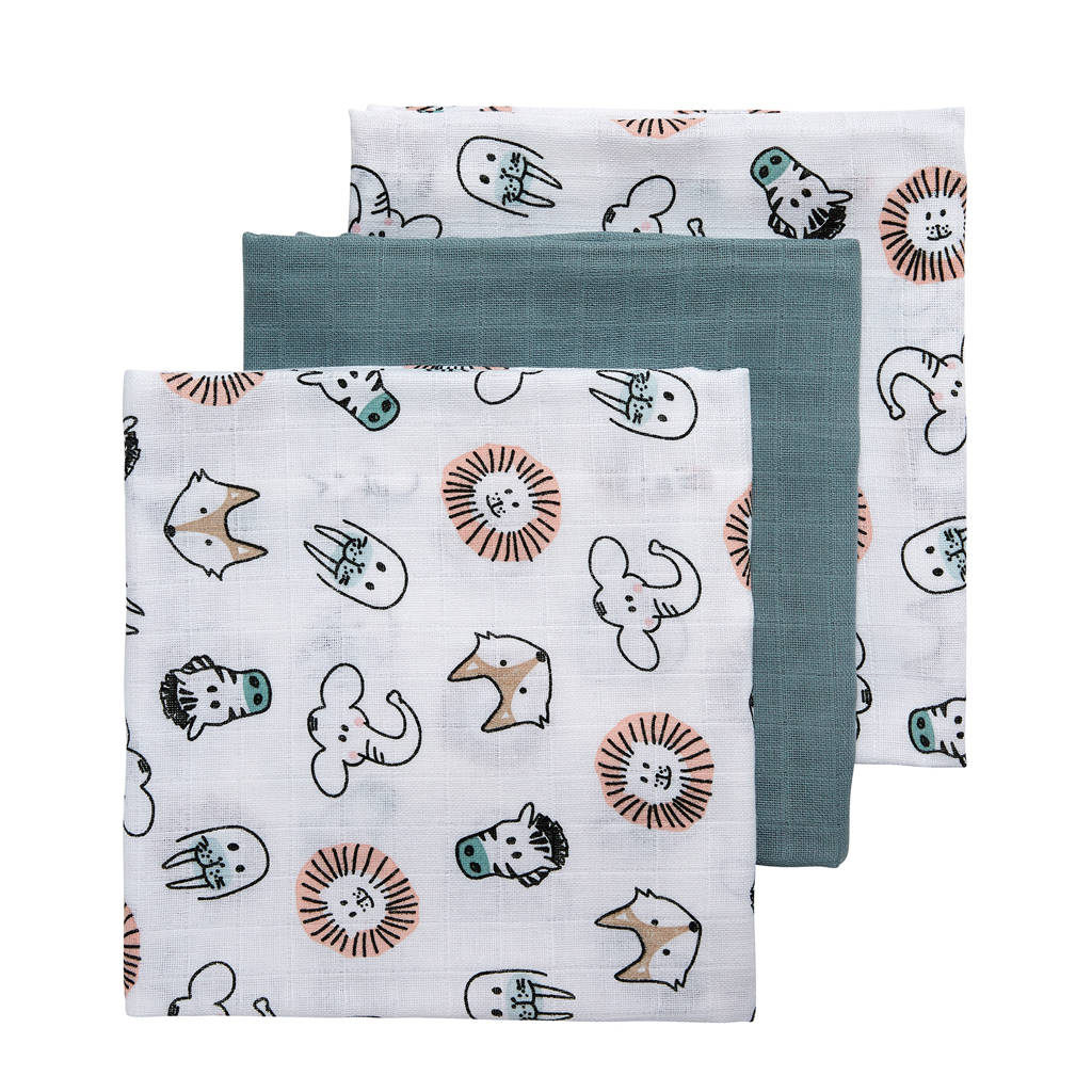 hydrofiele doek 70x70 cm (set van 3) animal/uni