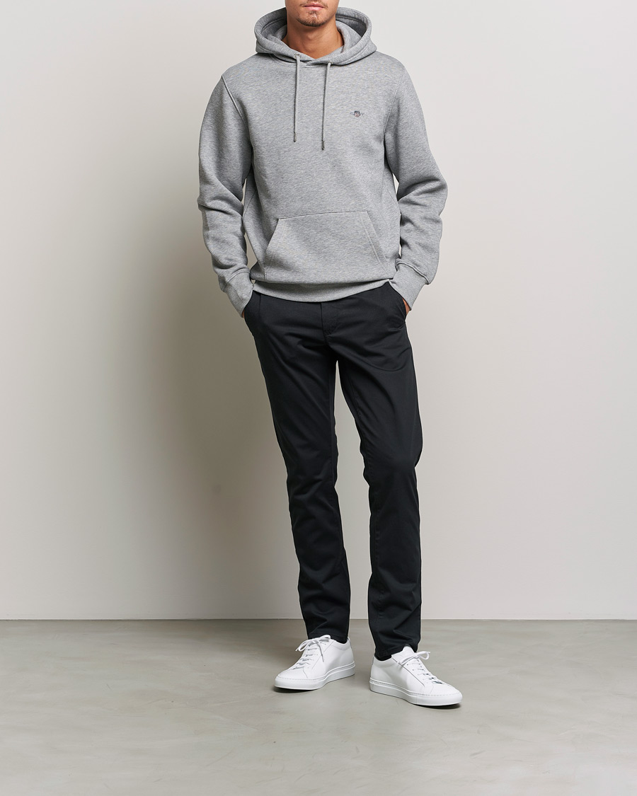 GANT Original Shield Logo Hoodie Grey Melange