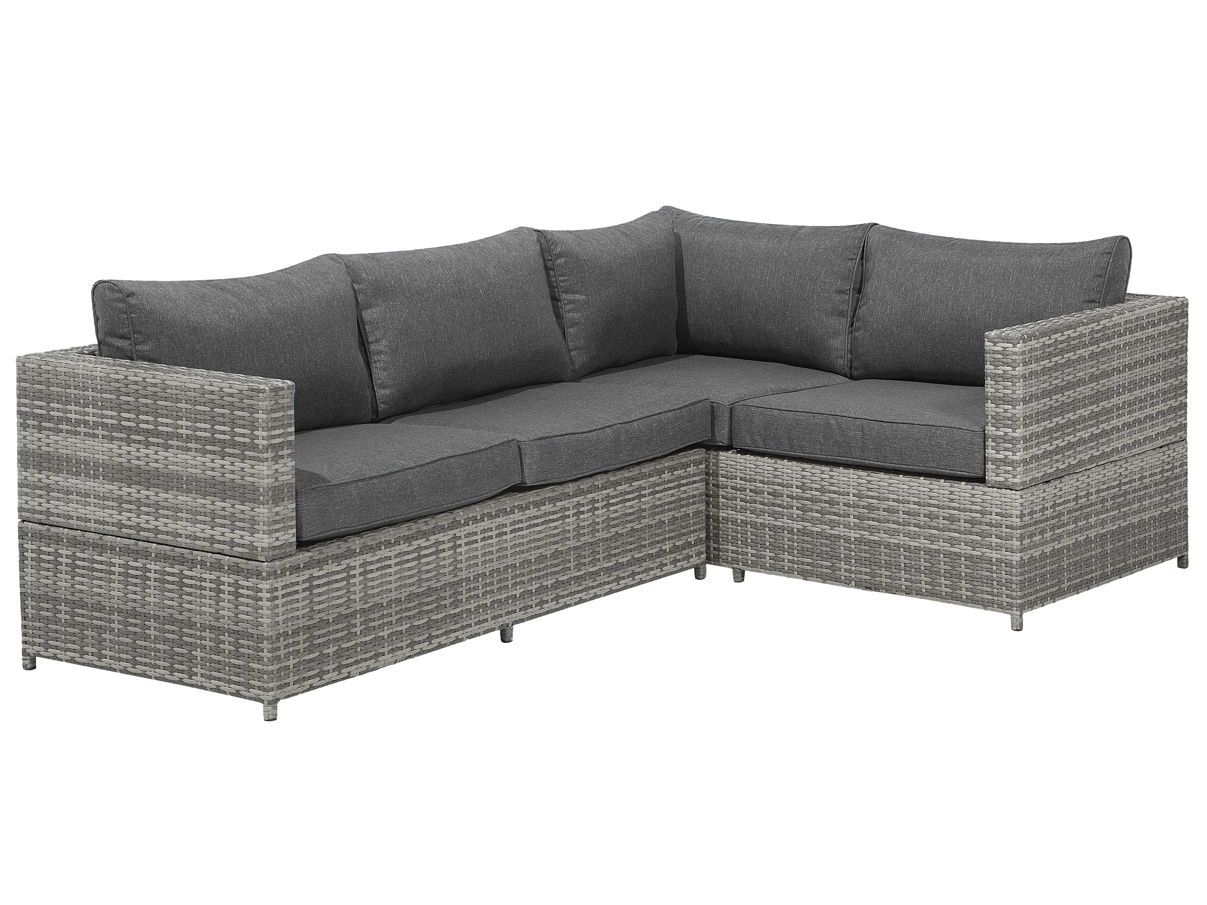 Tuin hoekloungeset met tafel 4-zits AVOLA linkszijdig PE rotan Grijs