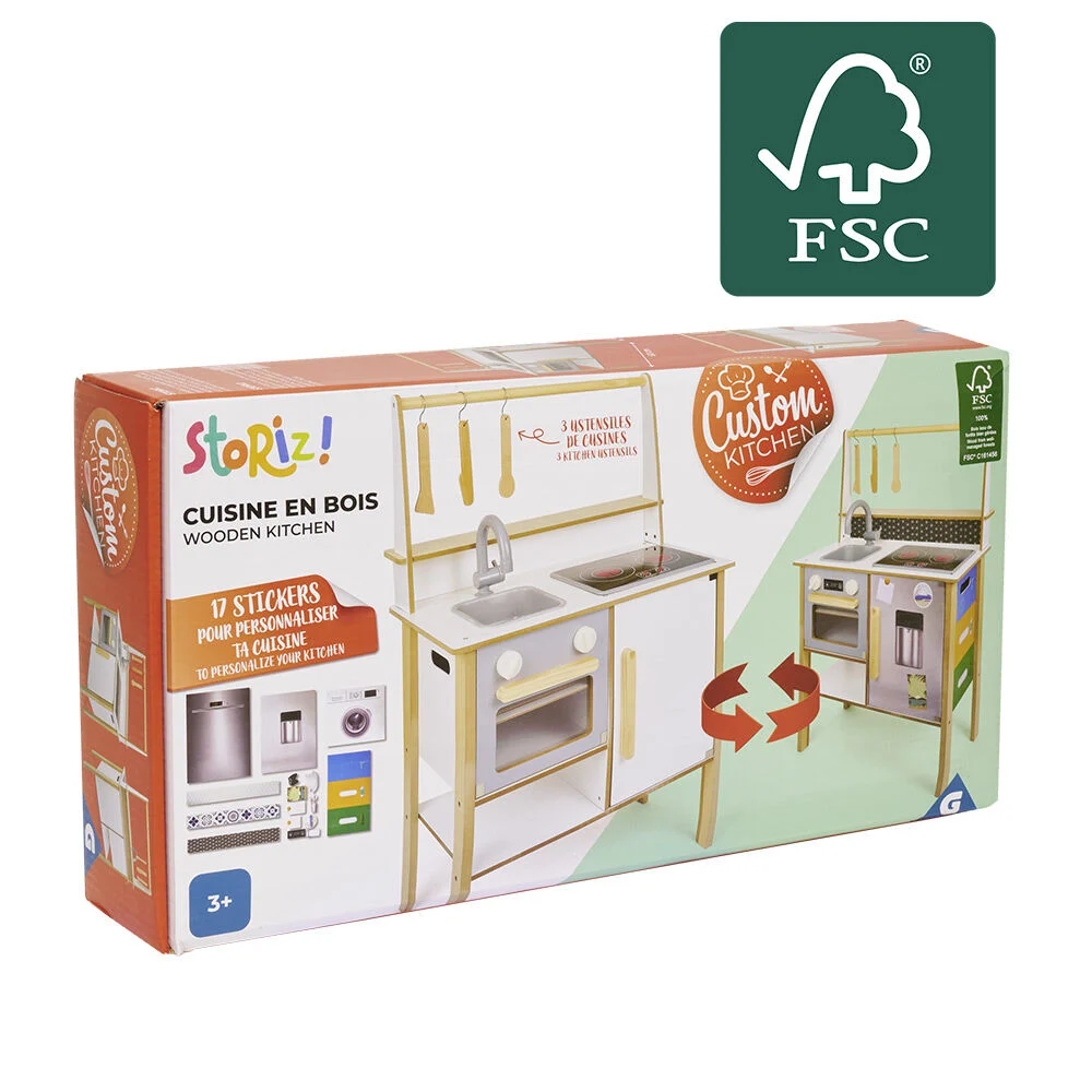 Cuisine enfant à customiser blanche en bois