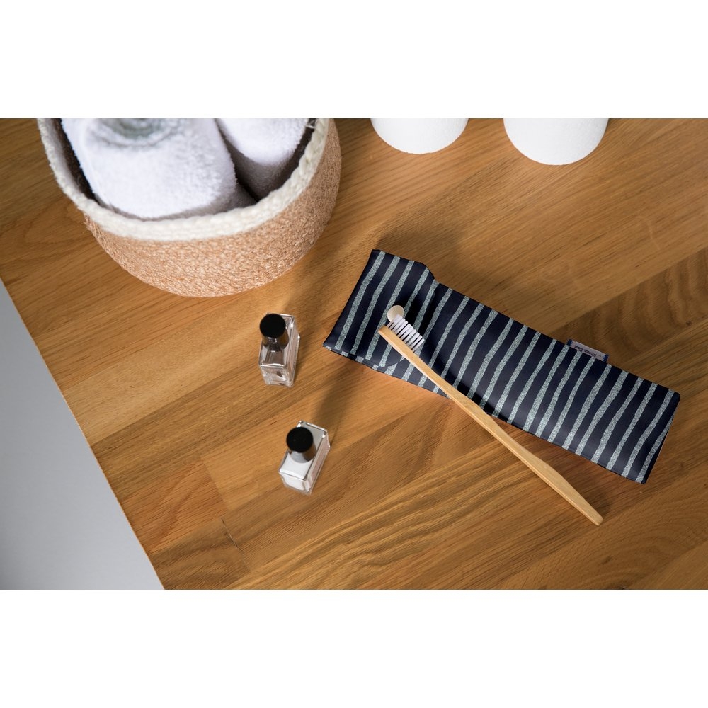 Pochette Brosse À Dents Rayé Argent Marine