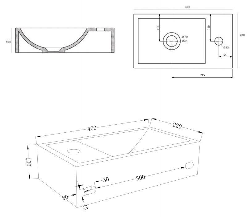 Fontana Crest toiletmeubel mat wit 40x22cm met beige fontein rechts