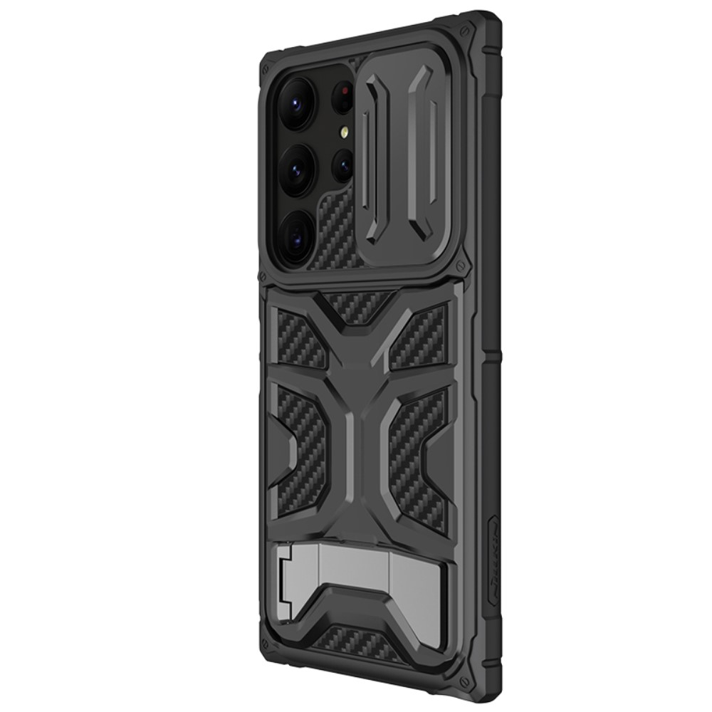 Samsung Galaxy S23 Ultra 5G Hybrid Hardcase Hülle mit Cam-Slider   Kickstand Halterung - Schwarz