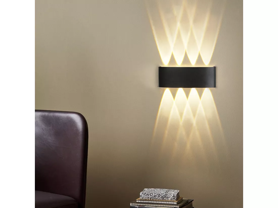 NETTLIFE Applique murale LED pour intérieur : lot de 2 appliques murales extérieures noires haut vers le bas 7 W IP65