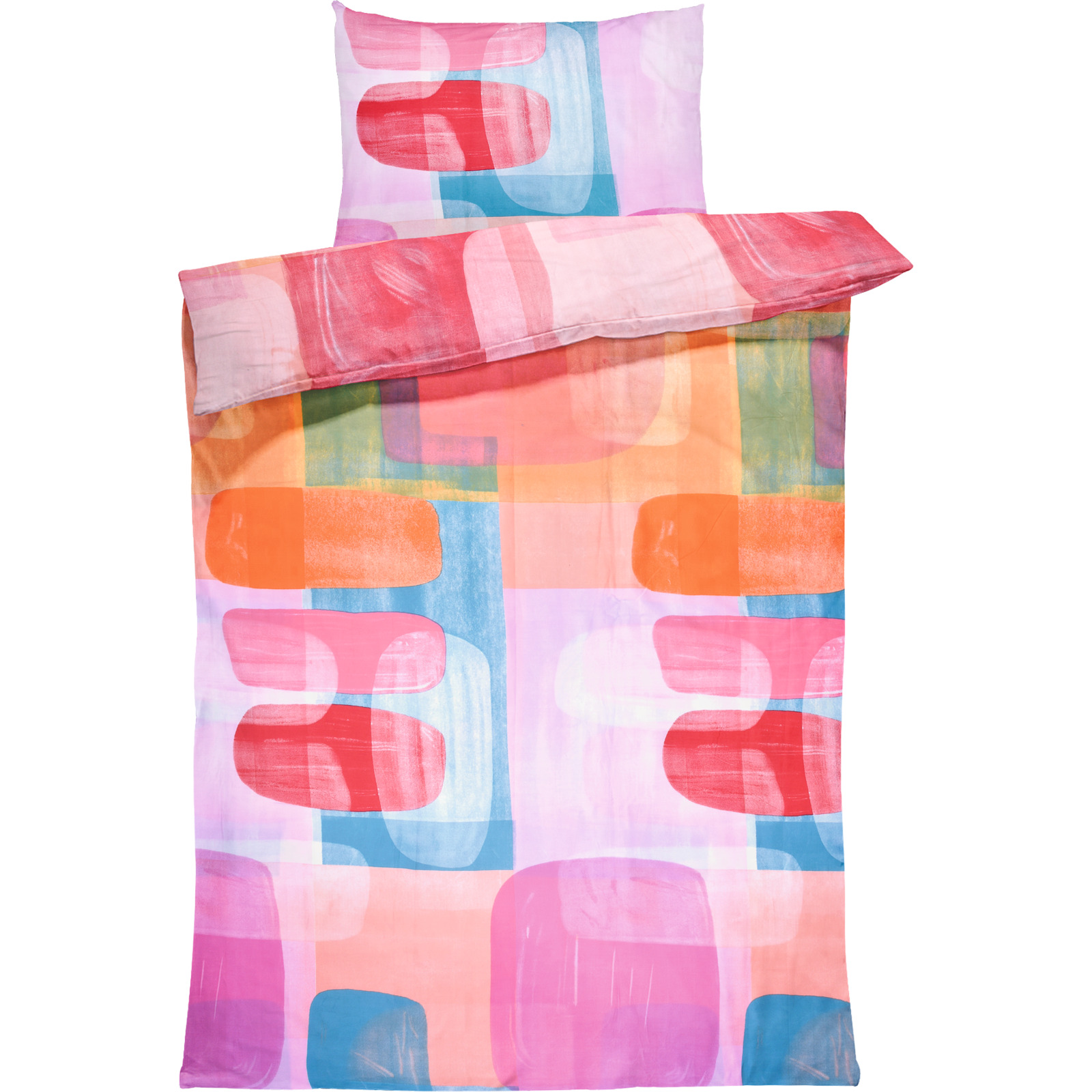 Bettwäsche Satin Geometrie pink 160x210 65x100 Bettanzug Nord