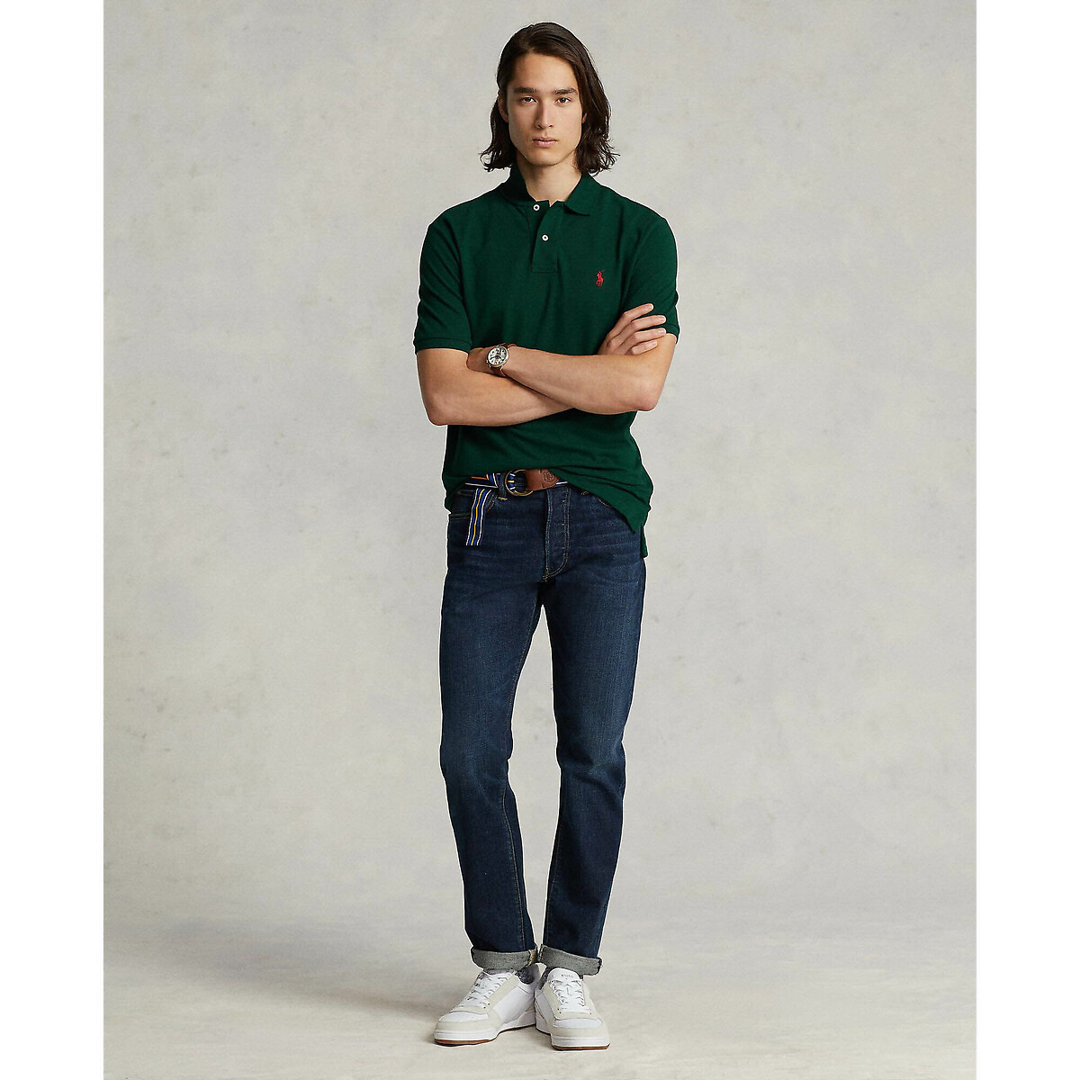 POLO RALPH LAUREN<br>Polo slim fit confeccionado em piqué de algodão