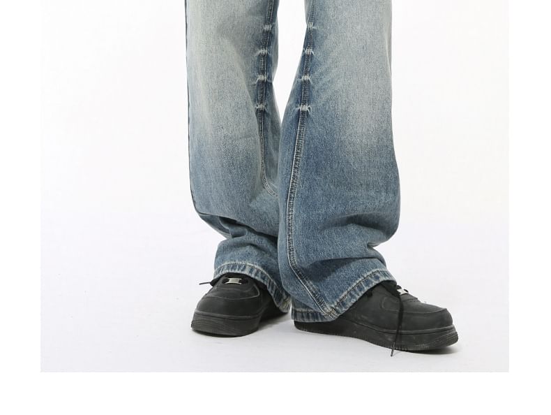 FAERIS - Mid Rise Washed Wide Leg Jeans