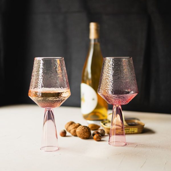 BrÃ»t Homeware, Wijnglas Claude, roze, set van 2