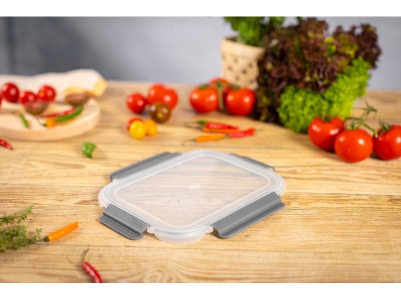 Kuhn Rikon Vorratsdose 0.64 l, Grau/Transparent Frischhaltebehälter aus Glas