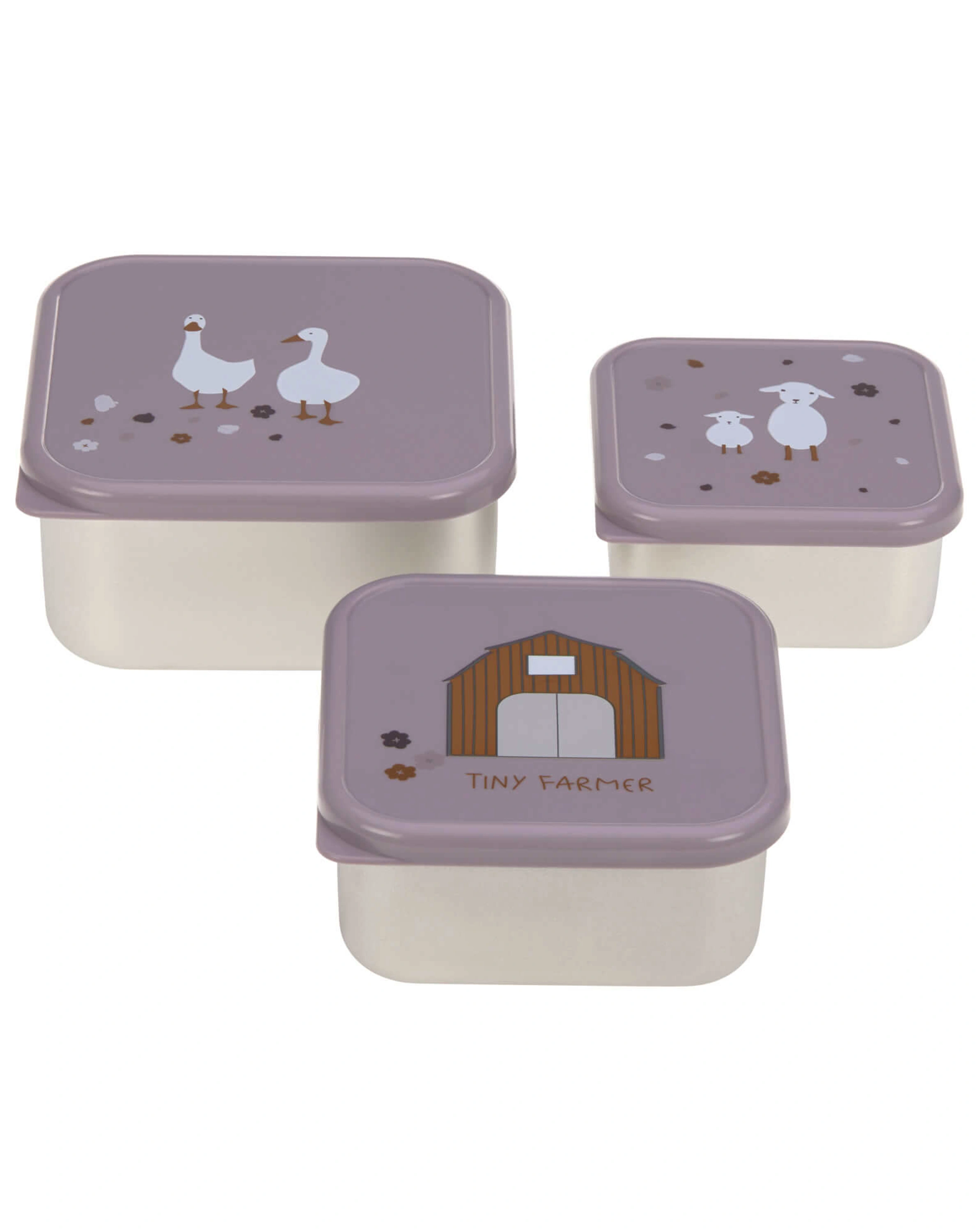 Snackbox TINY FARMER 3er-Set in lila