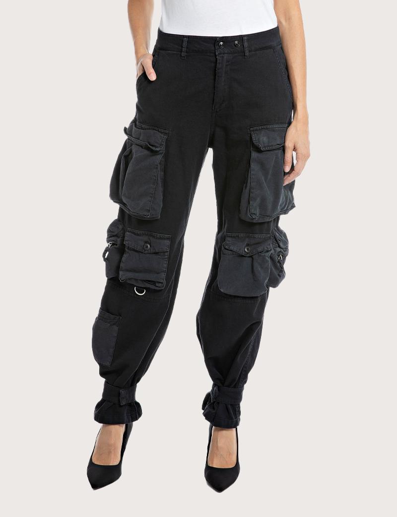 REPLAY PANTALON FEMME COMBAT MILVA NOIR