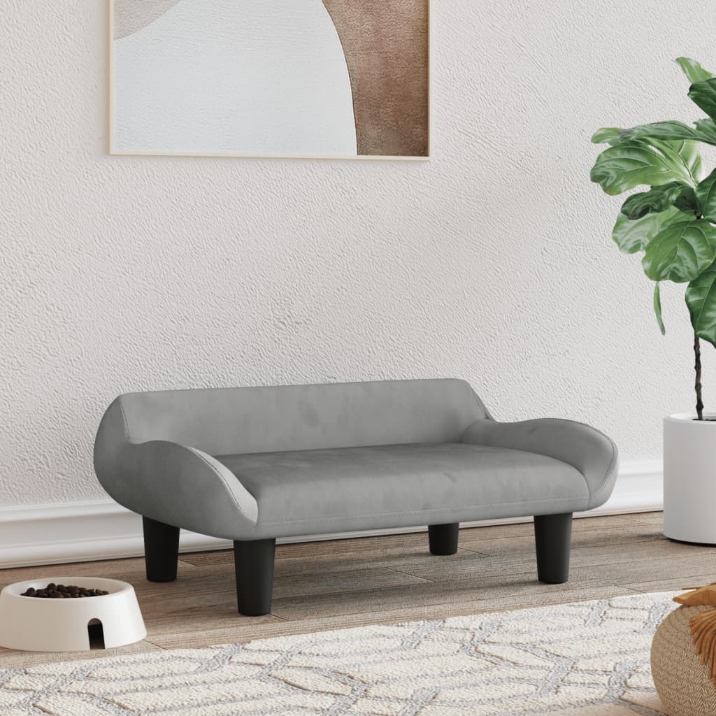 Cama para cães vidaXL em veludo cinza claro, 70x40x24 cm