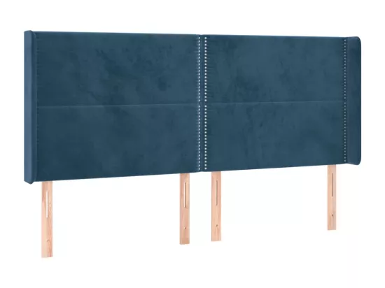 Sommier tapissier matelas et LED Bleu foncé 160x200 cm Velours