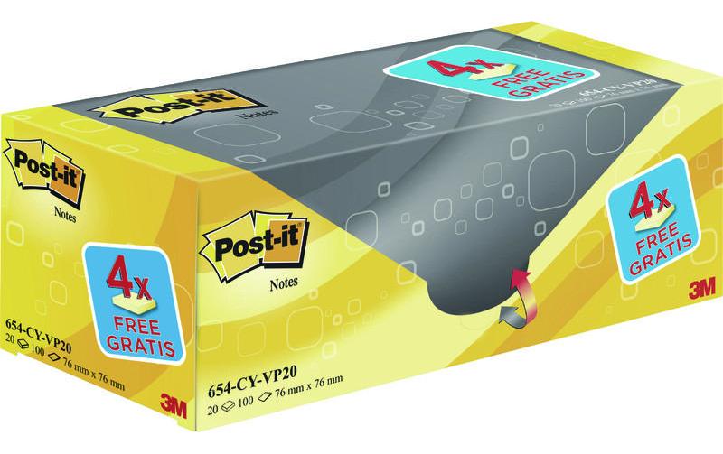 Notizzettel Post-it 7,6 x 7,6 cm Gelb, 20 BlöckePost-it Haftnotizen im Vorteilspack, gelb