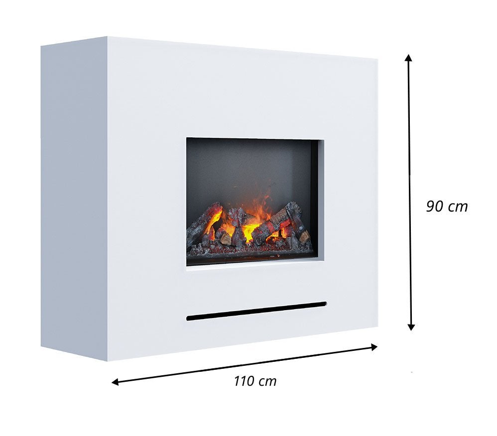 GLOW FIRE Elektrische haard 'Lessing' | Waterdamphaard met kachel in wit als vrijstaande haard | HxBxD: 90x110x35 cm