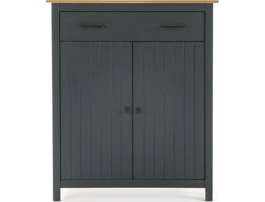 CONCEPT1 - Bahut Miranda 2P1T bleu cire 90 x 40 x h110cm